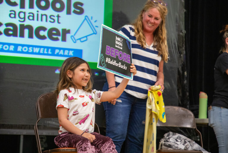 E2CCB Lends Hand, Lake Shore First-Grader Provides Inspiration at Bald for Bucks Fundraiser